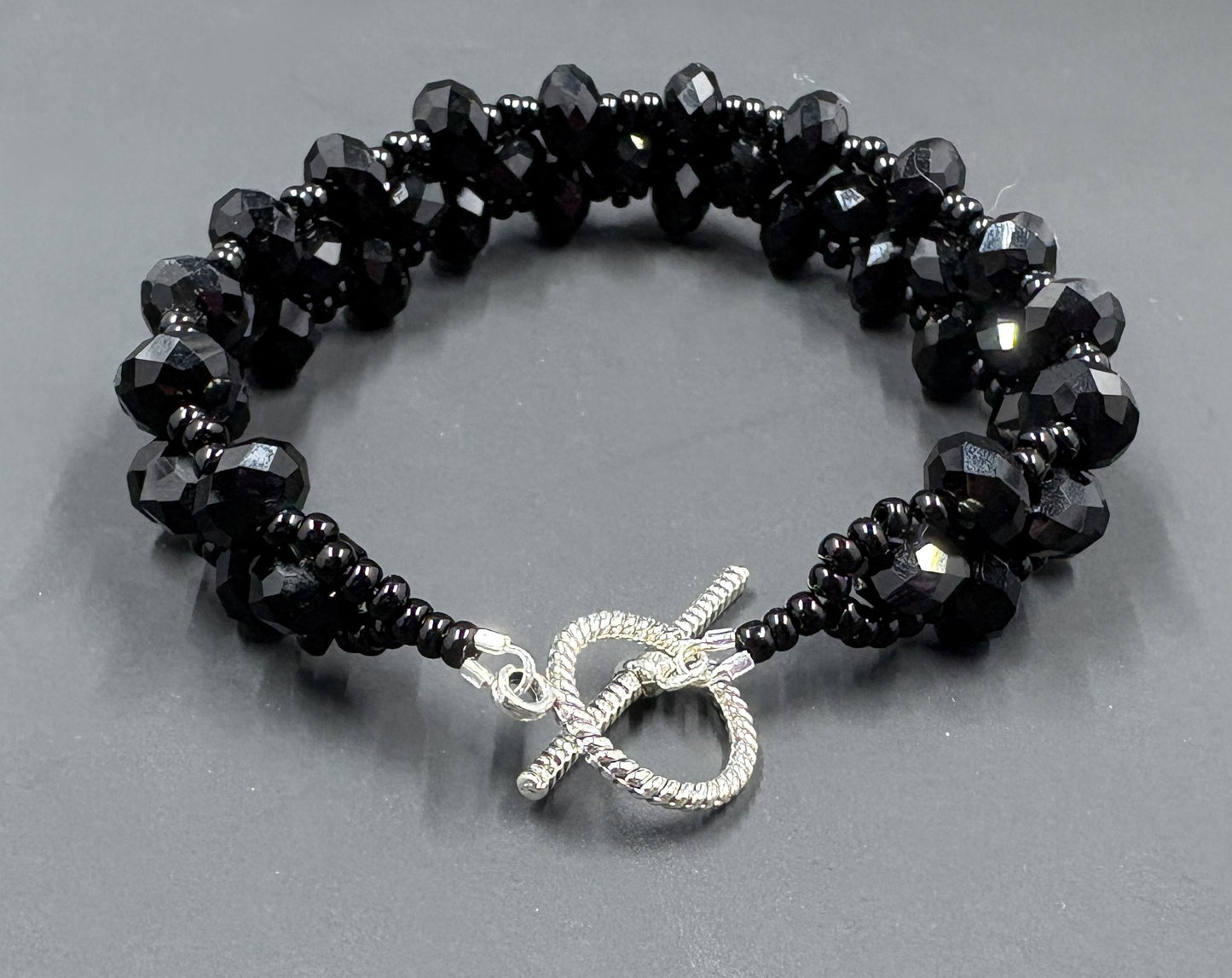 Black Crystal Beaded Bracelet