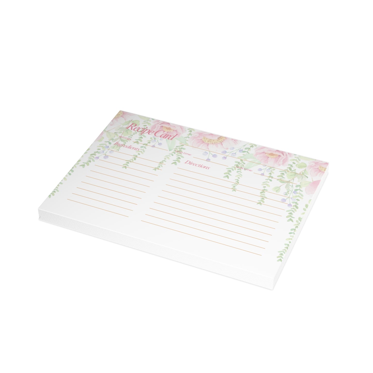 4x6 Floral Garland Pattern Recipe Cards, Kitchen Gift, Cooking Accessories