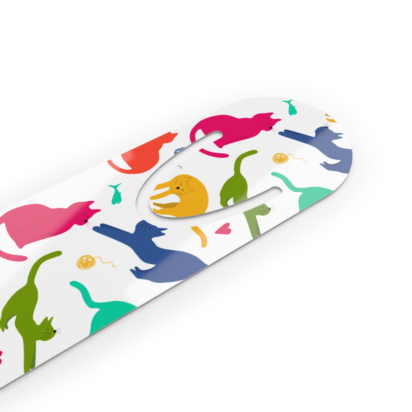 Metal Bookmark, cat pattern, pet lover, cat mom, cute cat, colorful bookmark