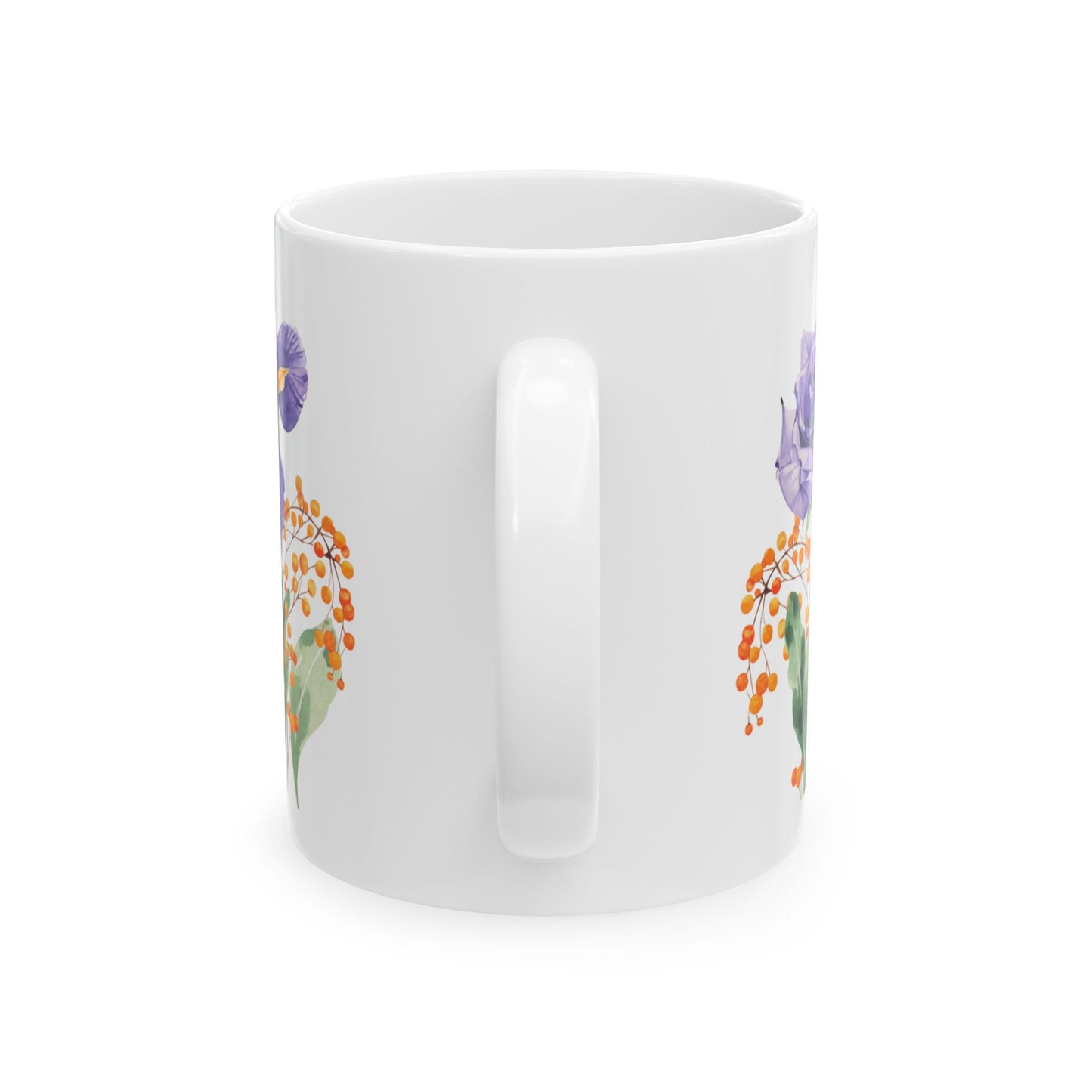 Watercolor Yellow Rose Purple Iris Ceramic Mug, (11oz)