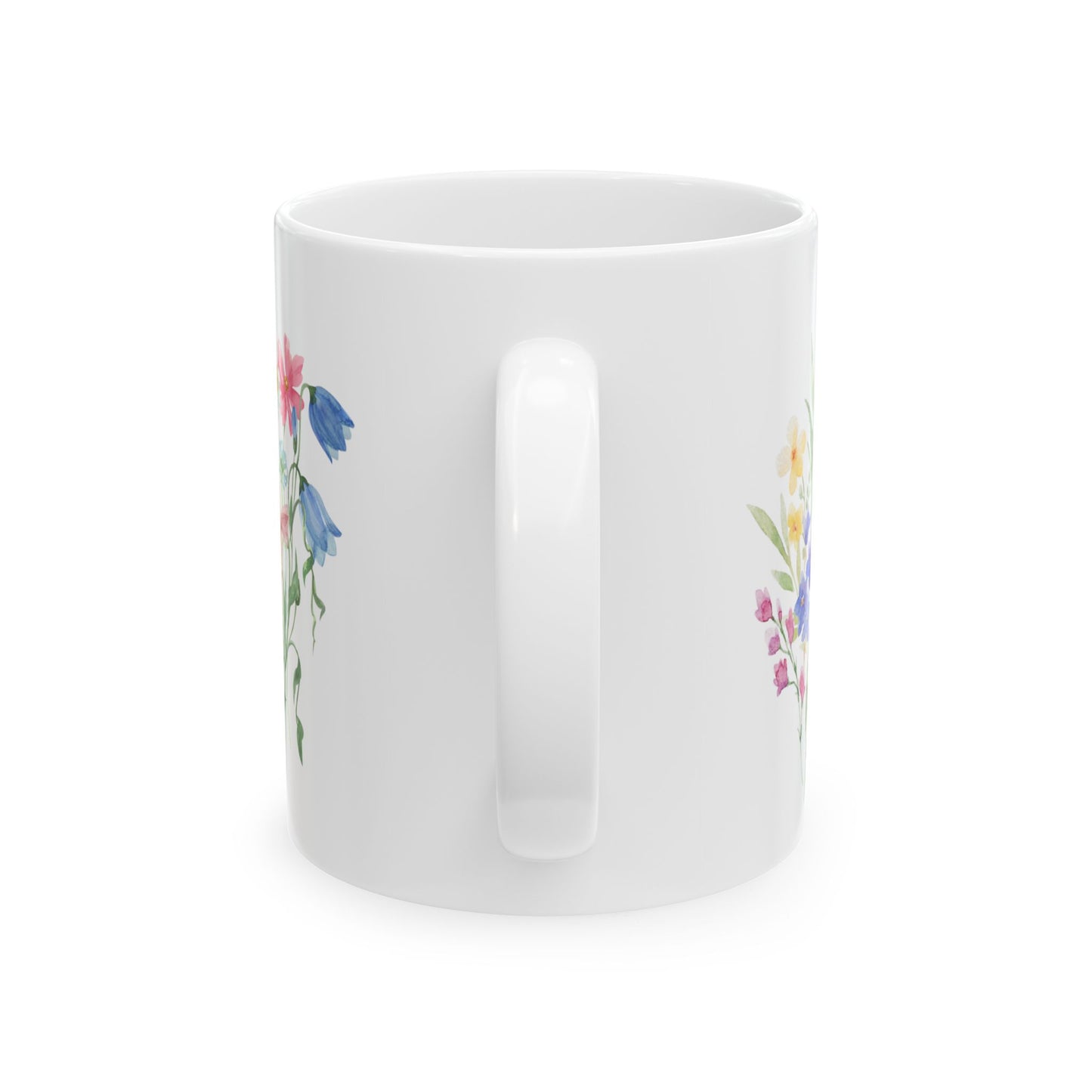 Watercolor Vibrant Flowers Ceramic Mug, (11oz)