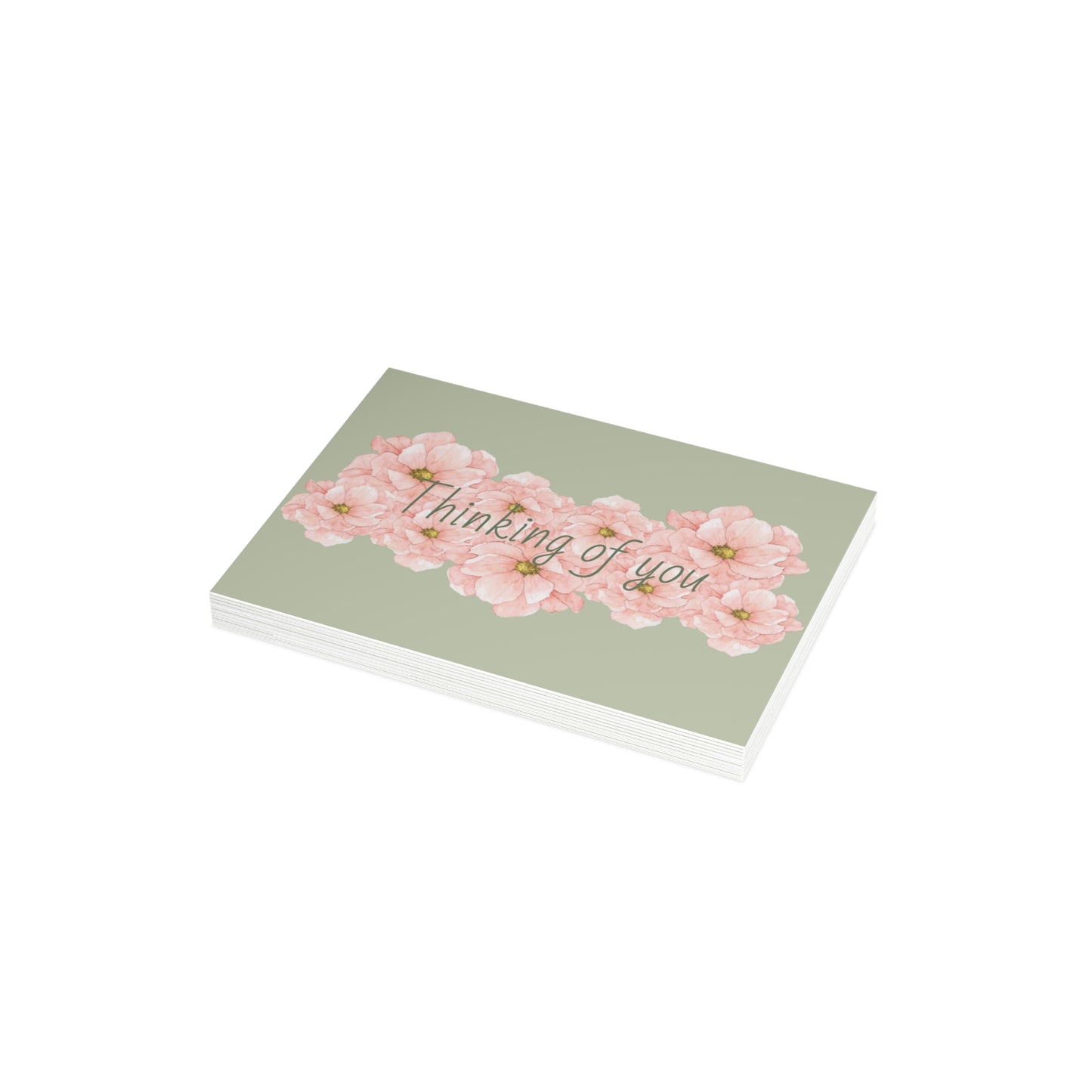 Postcard 10pcs (envelopes included) - Thinking of You Watercolor Pink Flowers