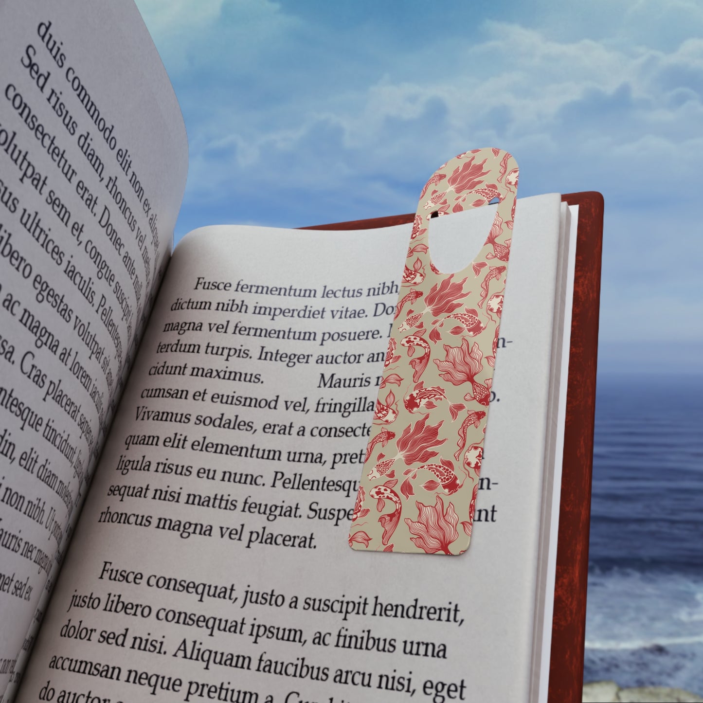 Metal Bookmark - Orange Red Koi Fish, Unique Book Lover Gift, Fish Lover Gift
