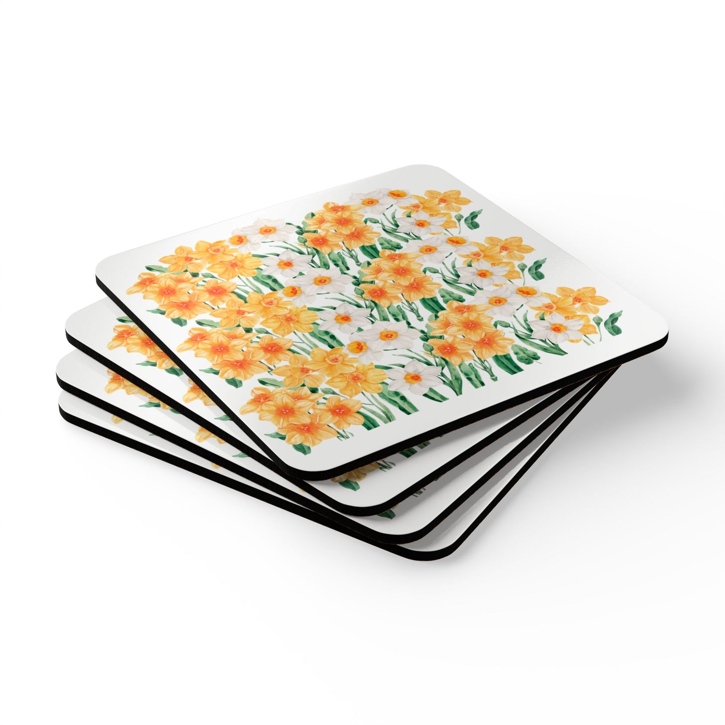 Coaster Set of 4 - Yellow Daffodil Flowers