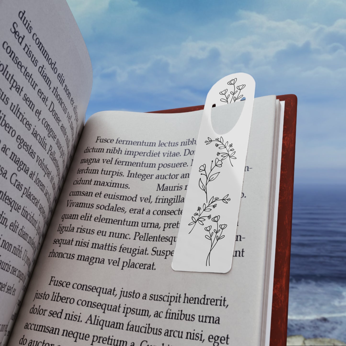 Metal Bookmark, Hand-drawn flowers, floral bookmark, simple flower bookmark