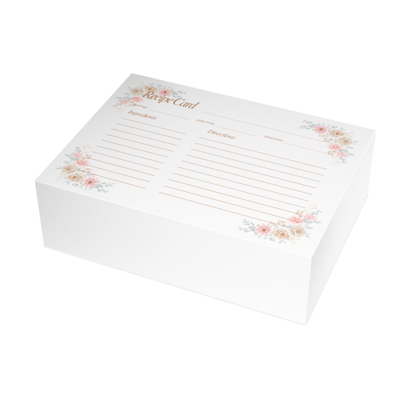 Set of 4x6 Corner Floral Pattern Recipe Cards, Kitchen Gift, Recipe Card Set