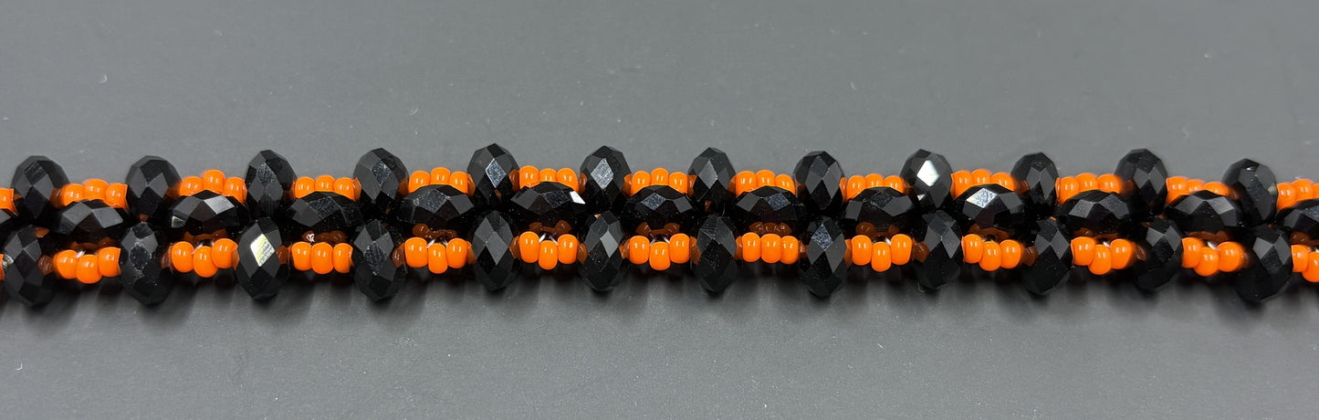 Black Crystal Orange Bead Bracelet