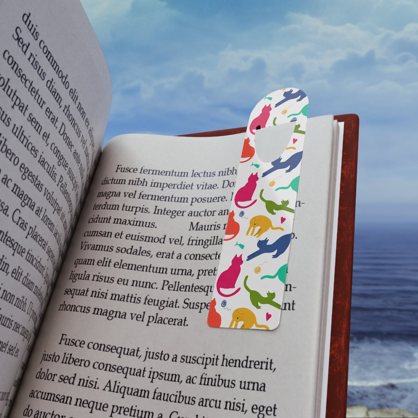 Metal Bookmark, cat pattern, pet lover, cat mom, cute cat, colorful bookmark