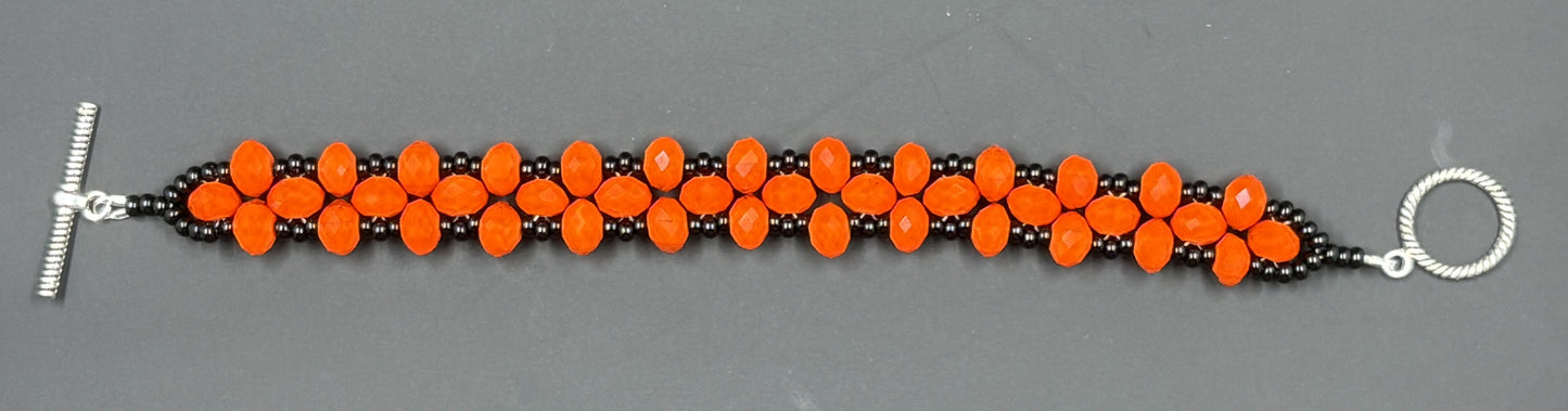 Orange Crystal Black Bead Bracelet
