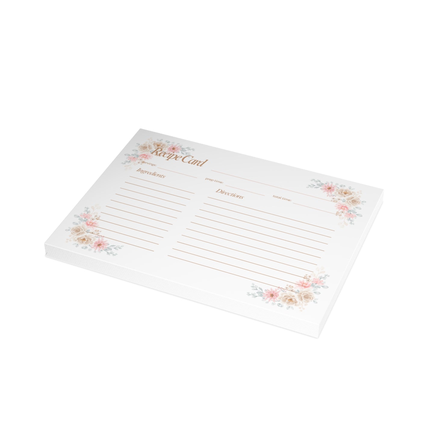 Set of 4x6 Corner Floral Pattern Recipe Cards, Kitchen Gift, Recipe Card Set