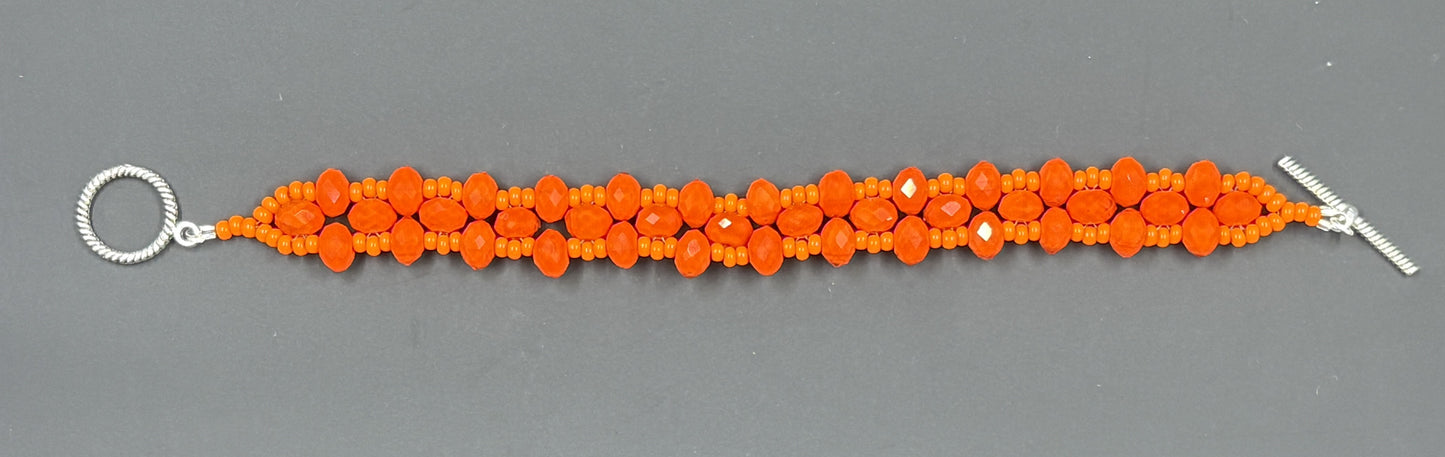 Orange Crystal Beaded Bracelet
