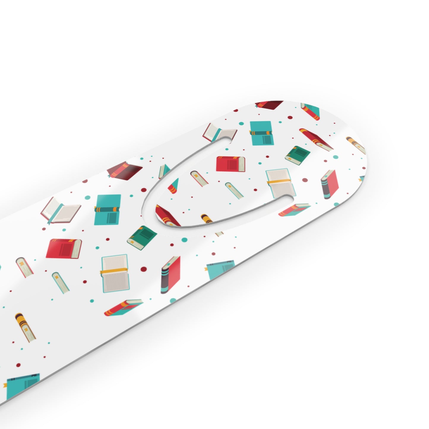 Metal Bookmark, colorful books, flying books pattern, book lover gift