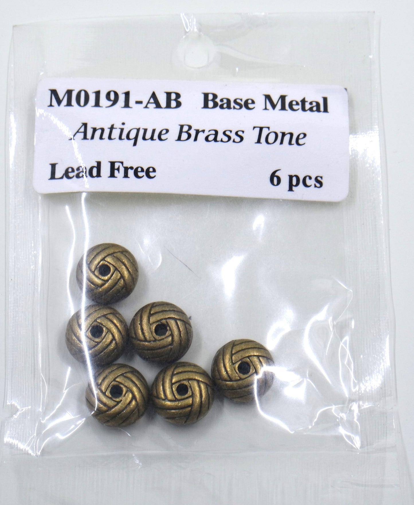 Basket Knot Weave Bead Charm Antique Brass Tone