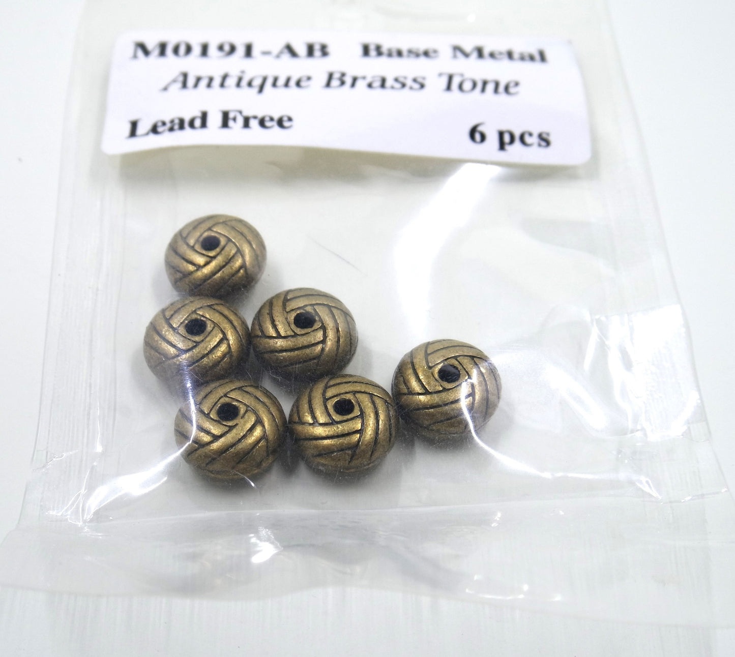 Basket Knot Weave Bead Charm Antique Brass Tone