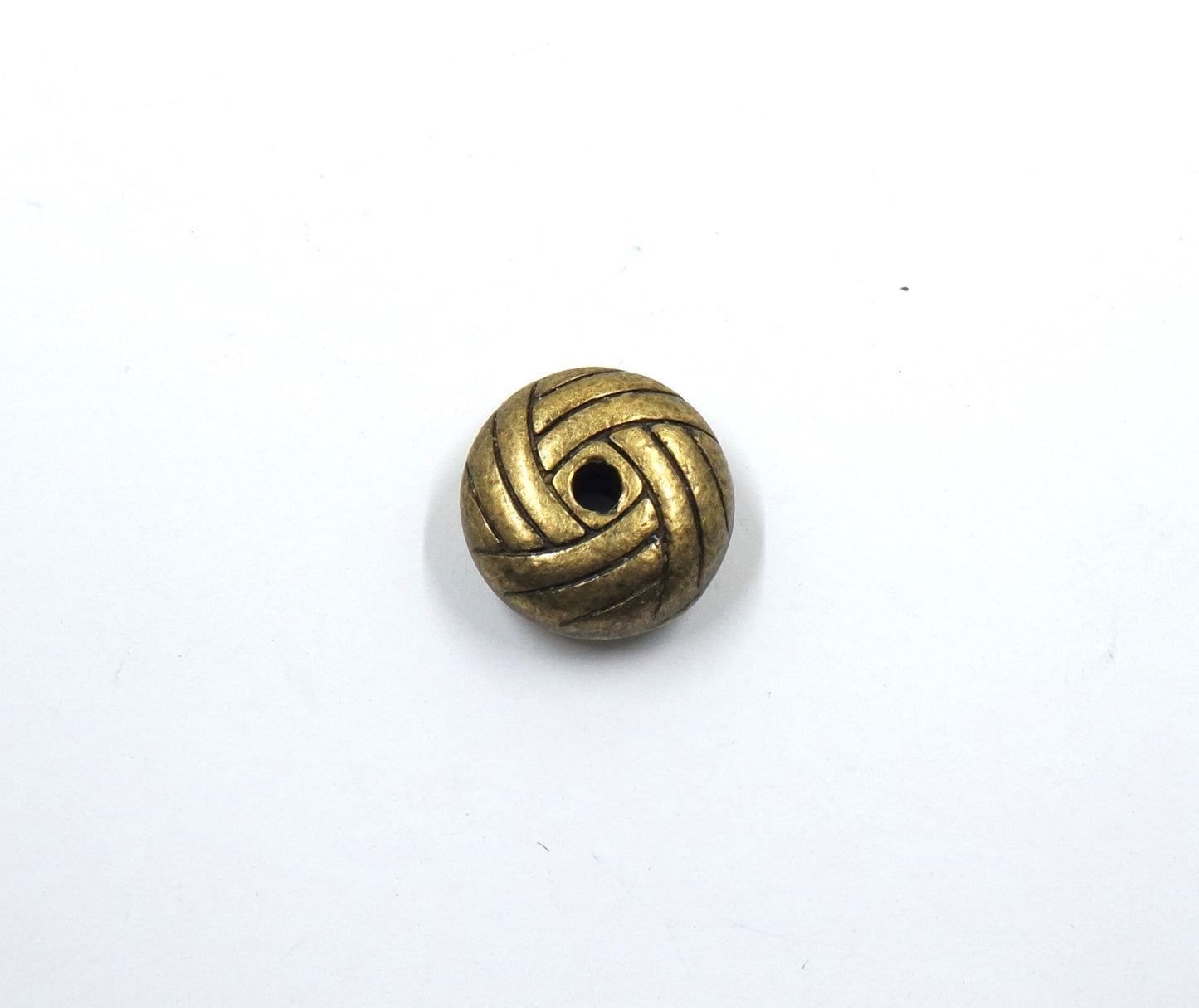 Basket Knot Weave Bead Charm Antique Brass Tone