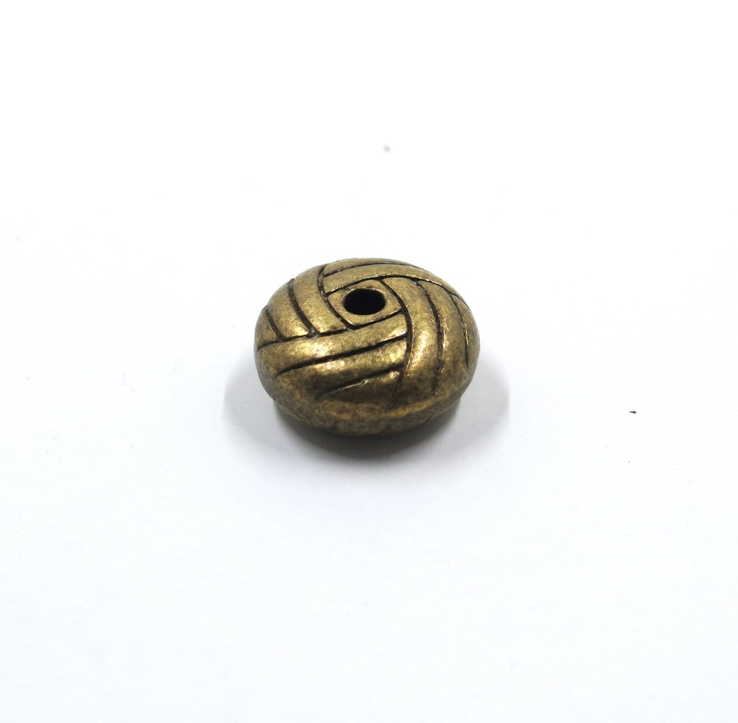 Basket Knot Weave Bead Charm Antique Brass Tone