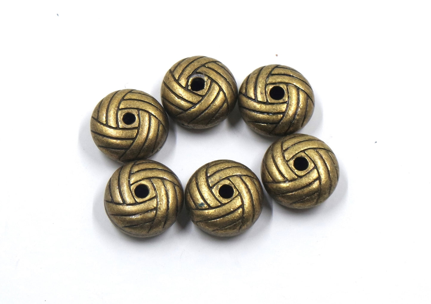 Basket Knot Weave Bead Charm Antique Brass Tone