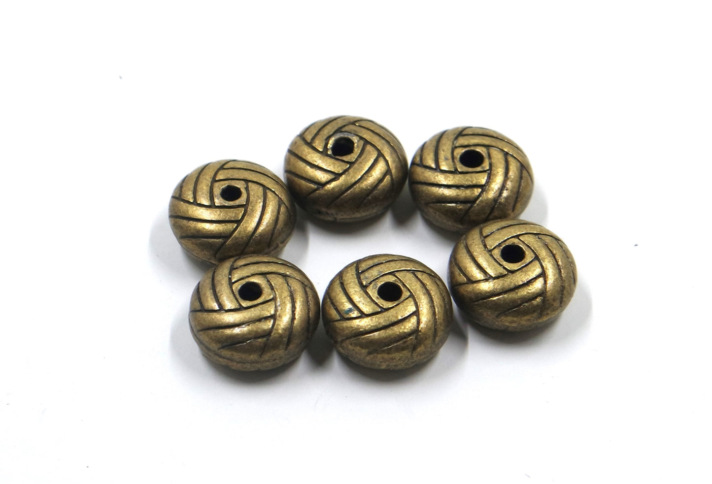 Basket Knot Weave Bead Charm Antique Brass Tone