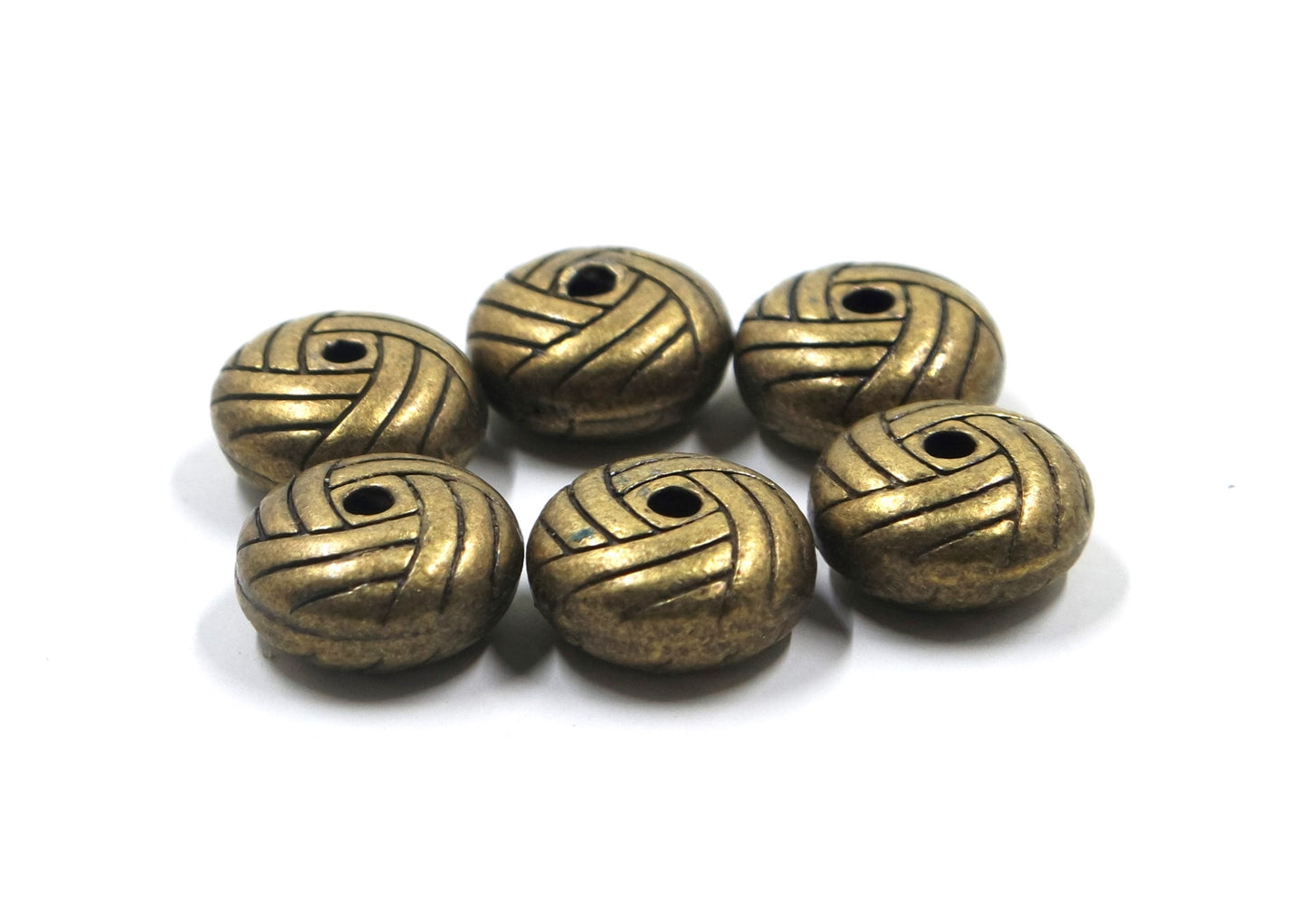 Basket Knot Weave Bead Charm Antique Brass Tone