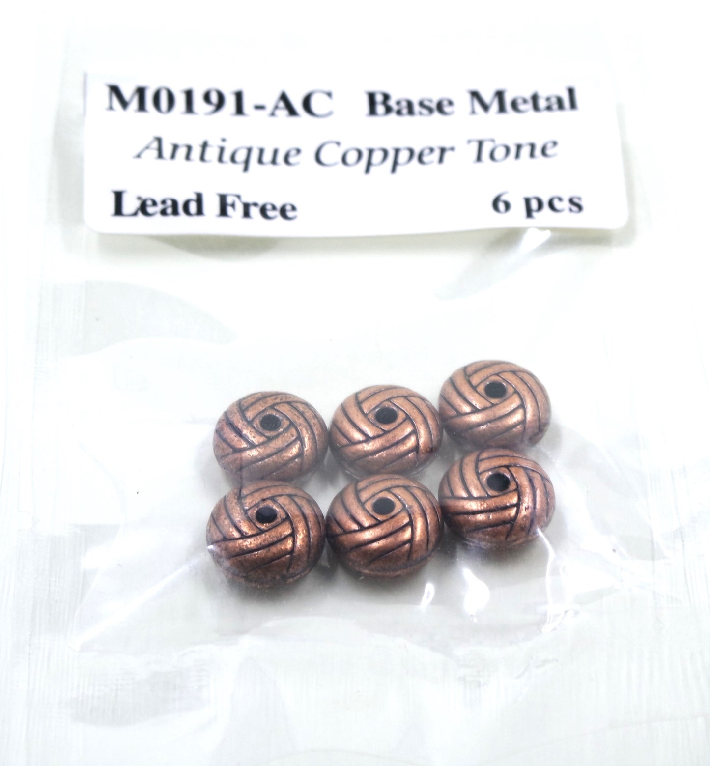 Basket Knot Weave Bead Charm Antique Copper Tone