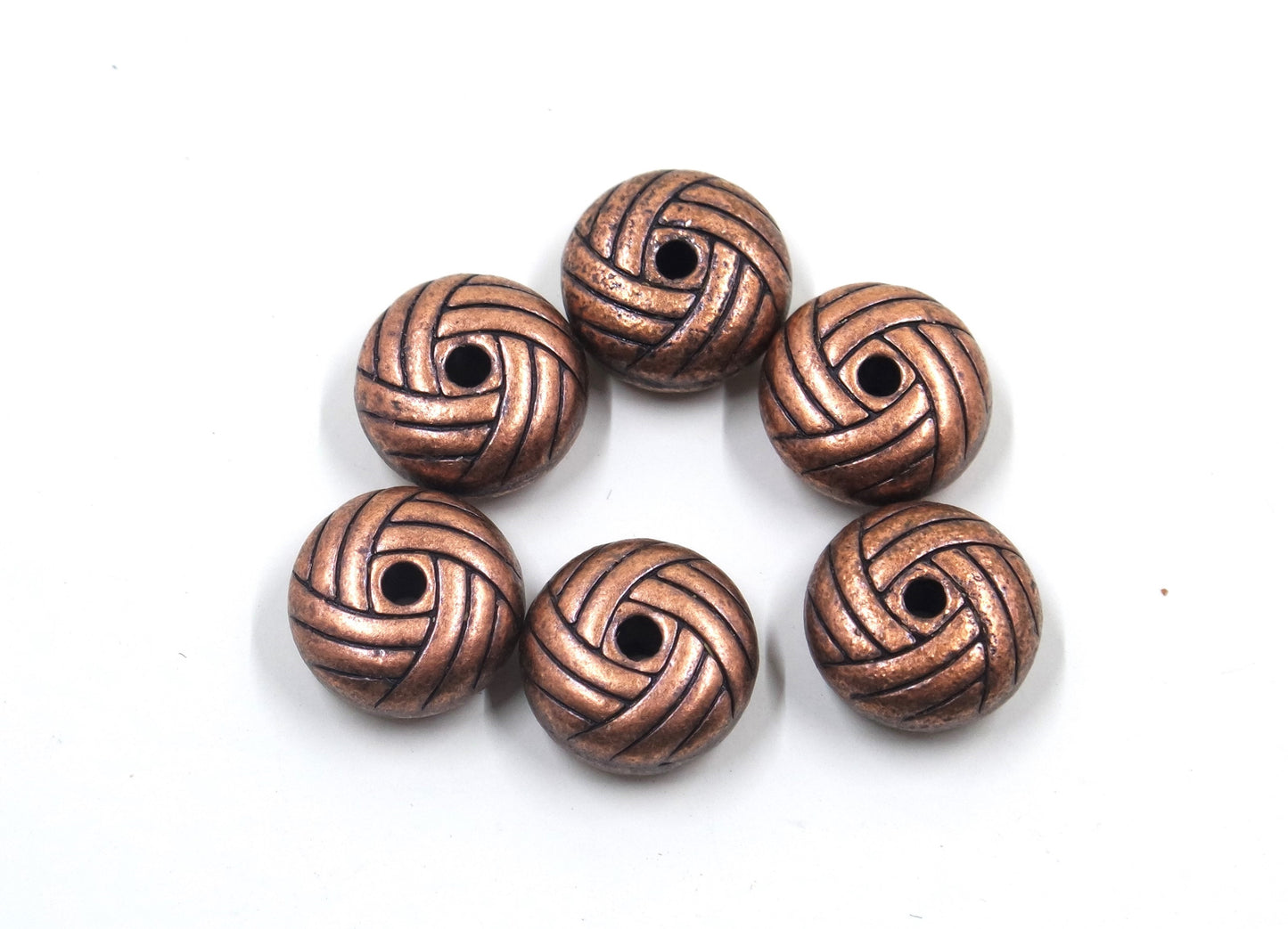 Basket Knot Weave Bead Charm Antique Copper Tone