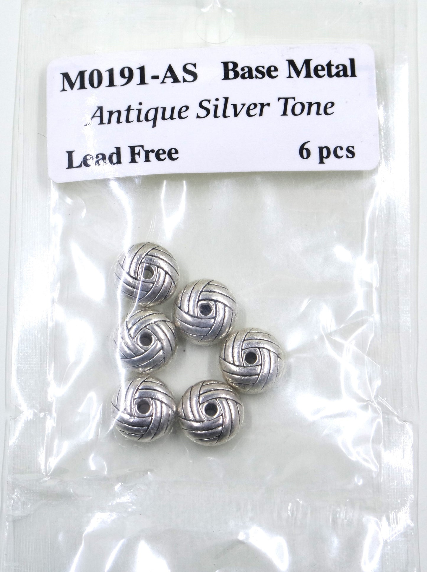 Basket Knot Weave Bead Charm Antique Silver Tone