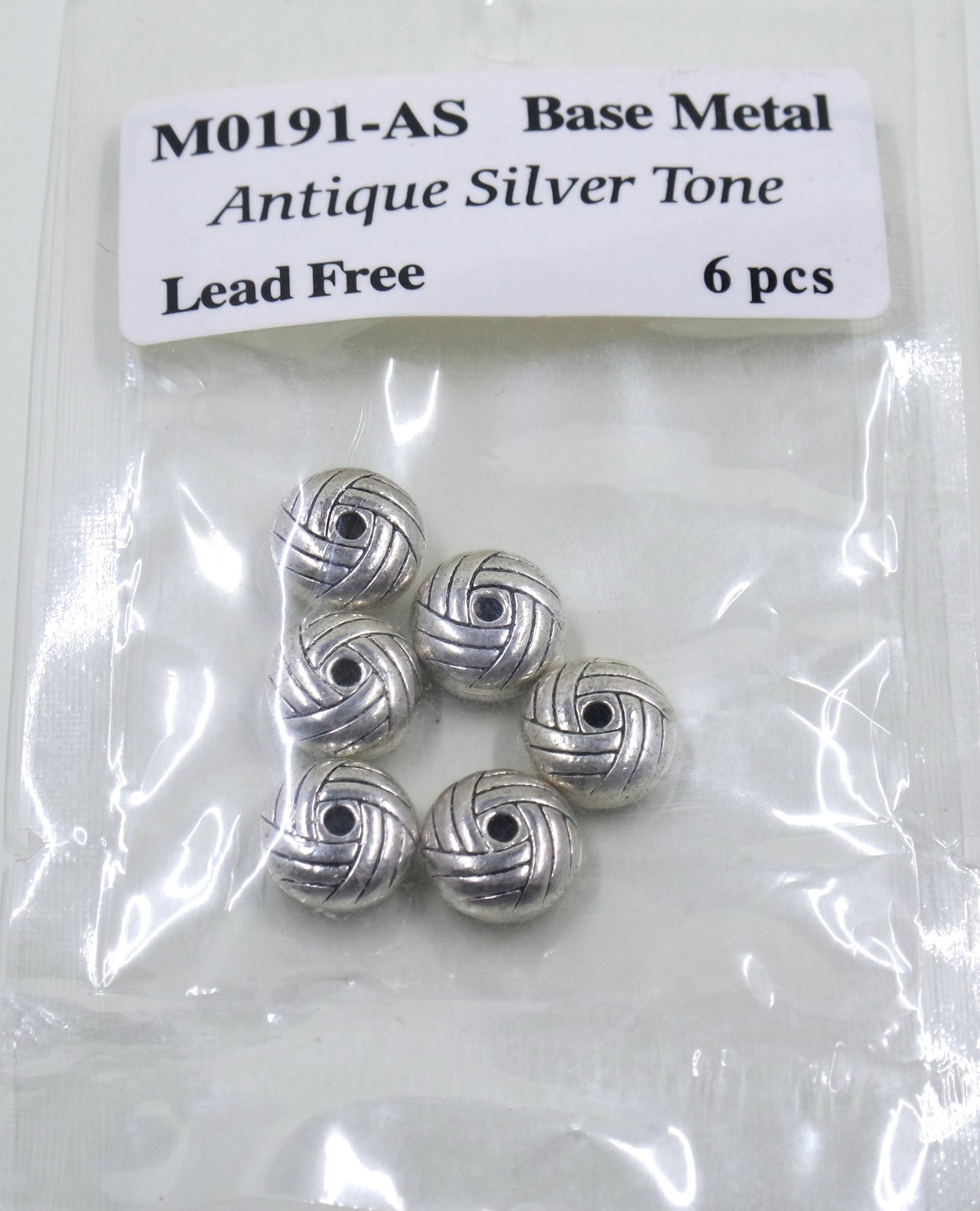 Basket Knot Weave Bead Charm Antique Silver Tone