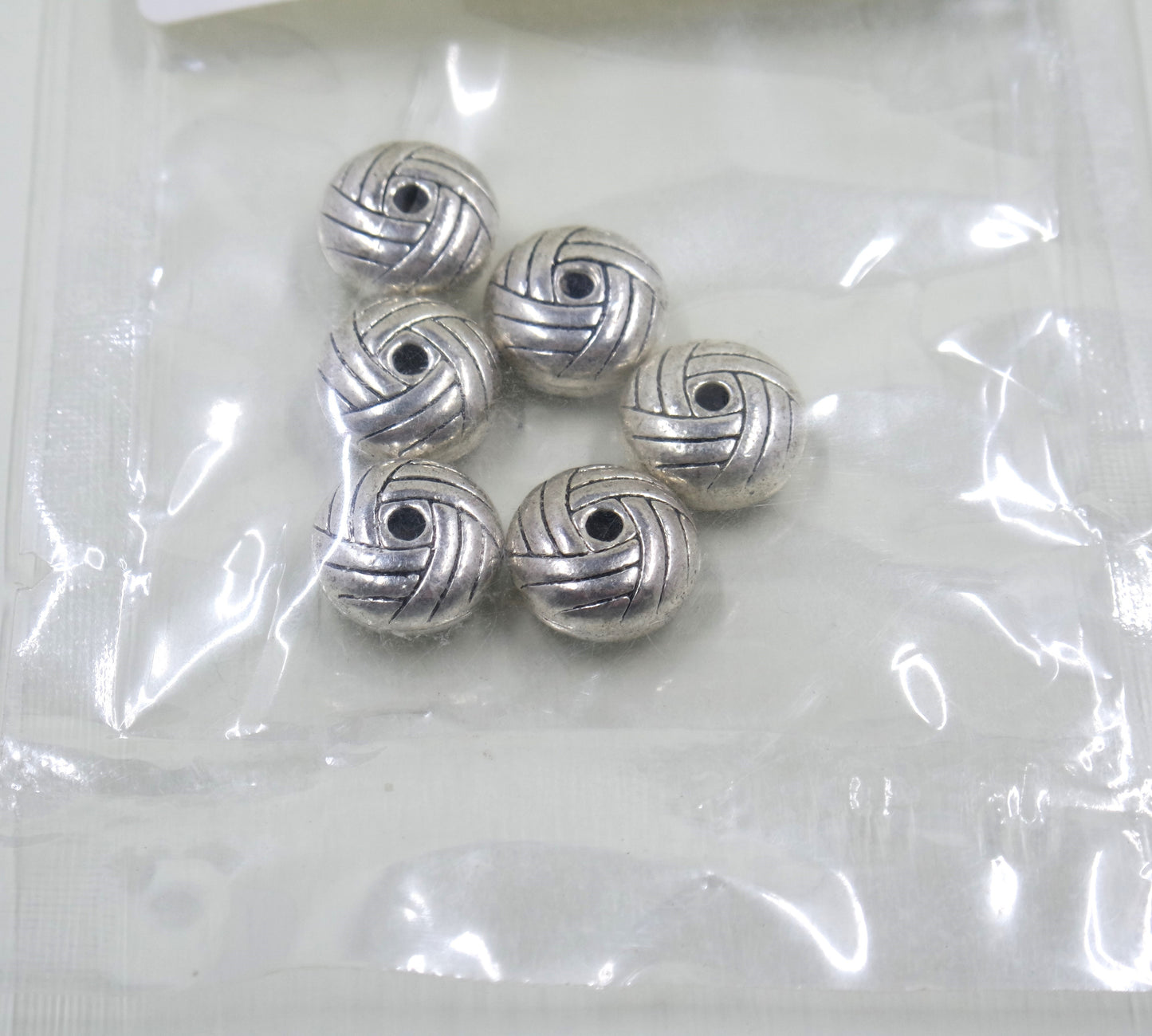 Basket Knot Weave Bead Charm Antique Silver Tone