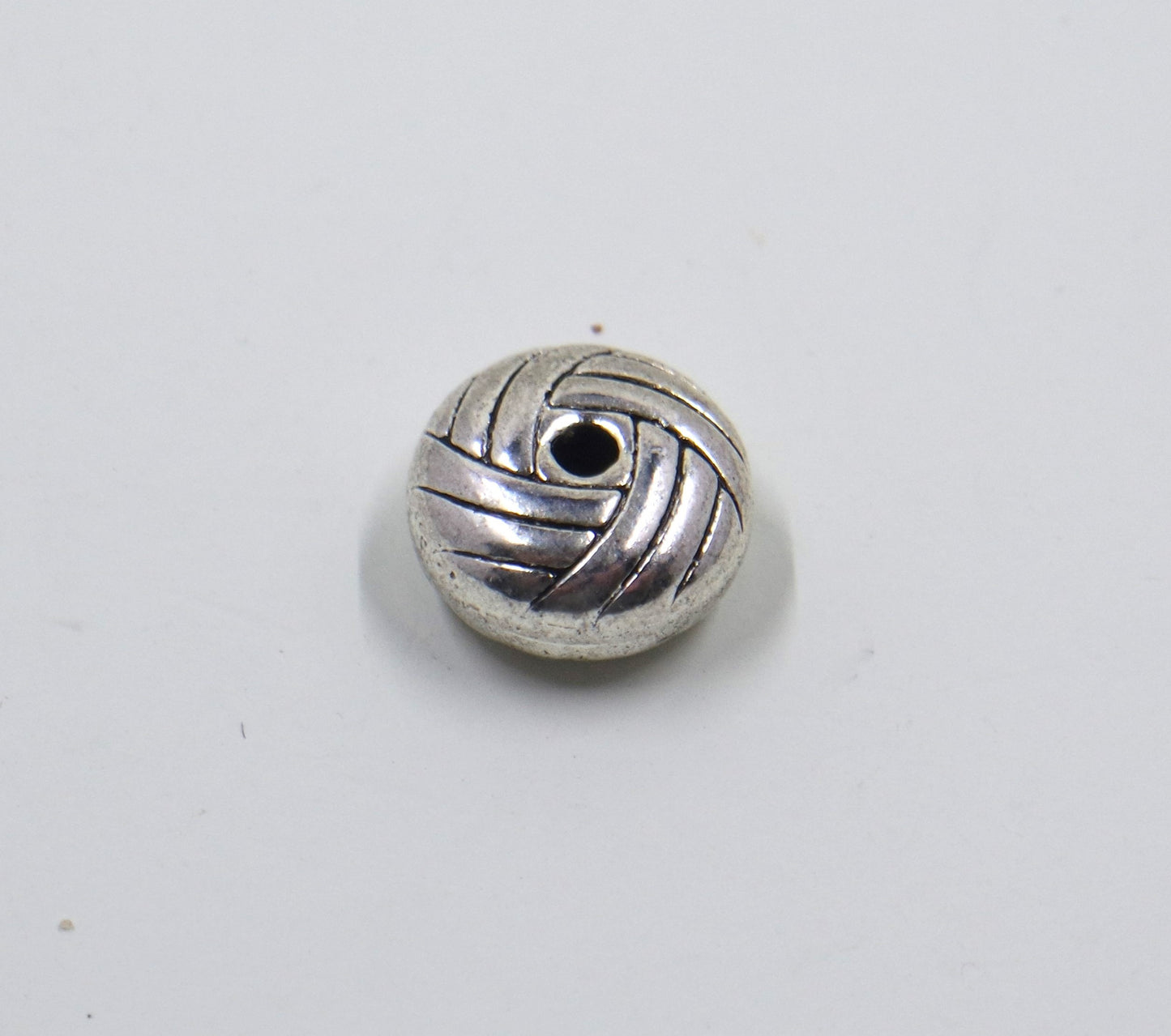 Basket Knot Weave Bead Charm Antique Silver Tone