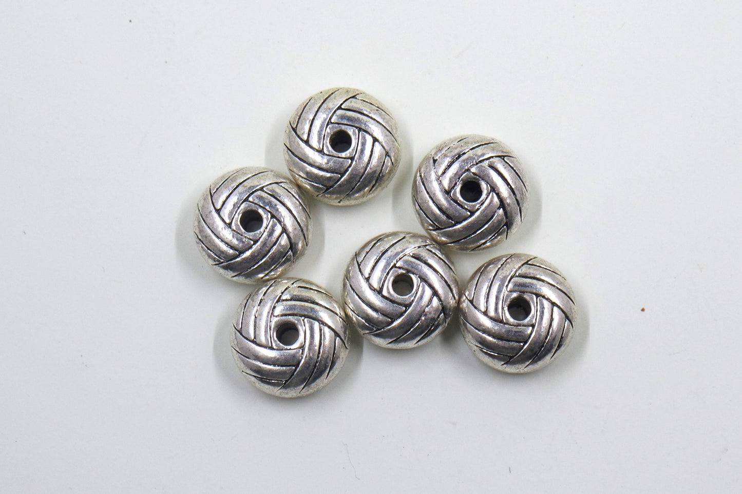 Basket Knot Weave Bead Charm Antique Silver Tone