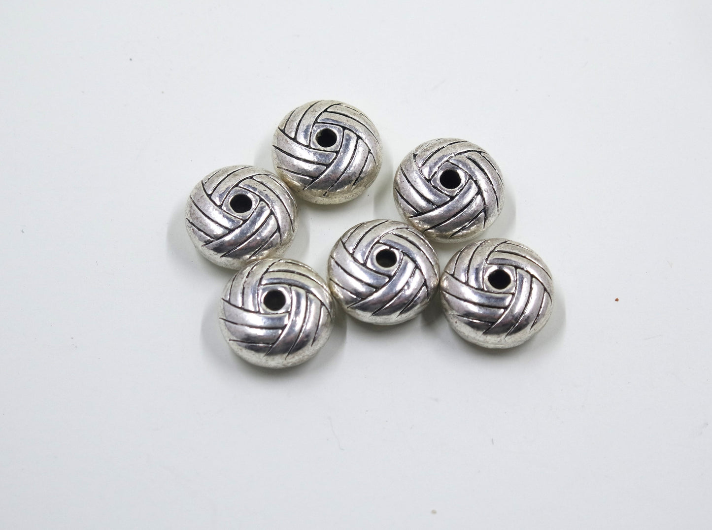 Basket Knot Weave Bead Charm Antique Silver Tone
