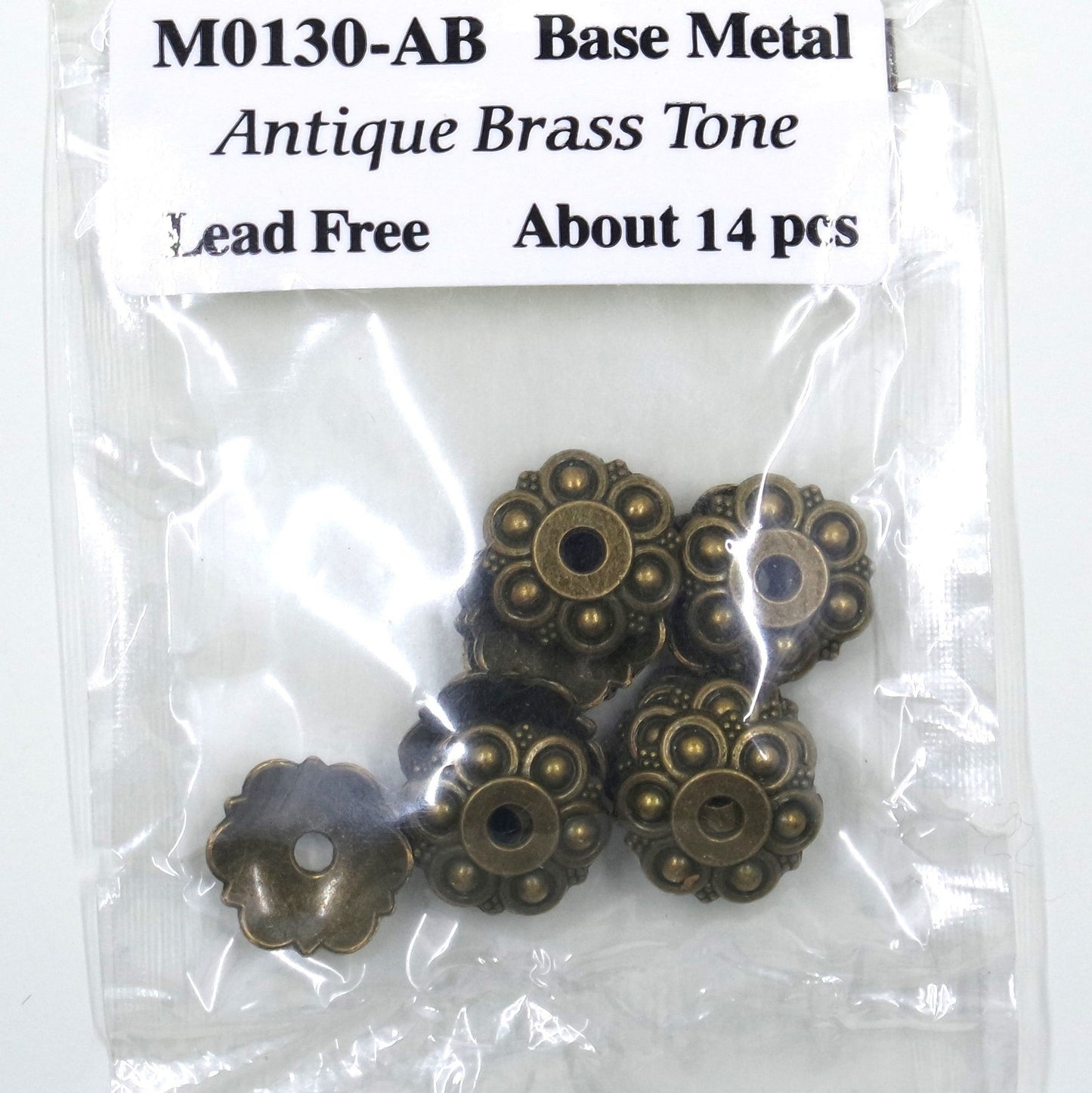 Flower Bead Cap Antique Brass Tone