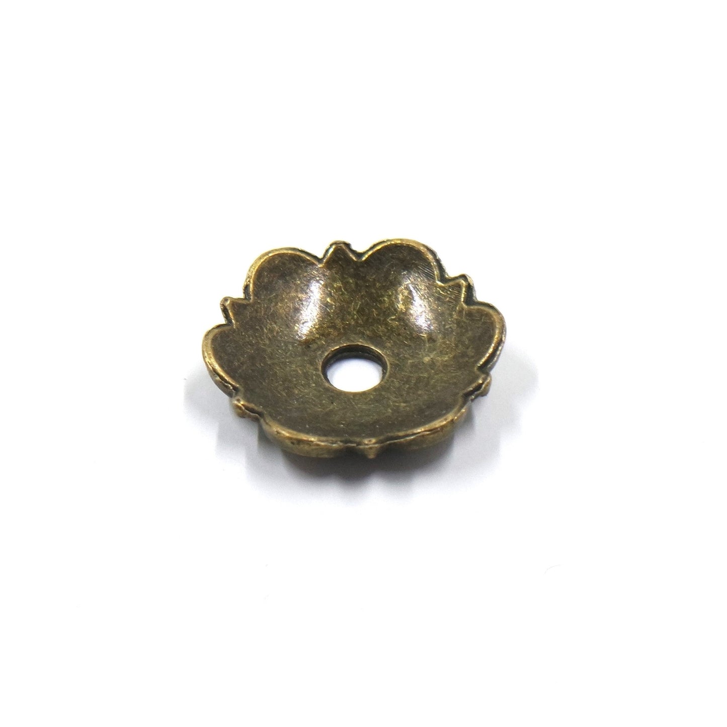 Flower Bead Cap Antique Brass Tone