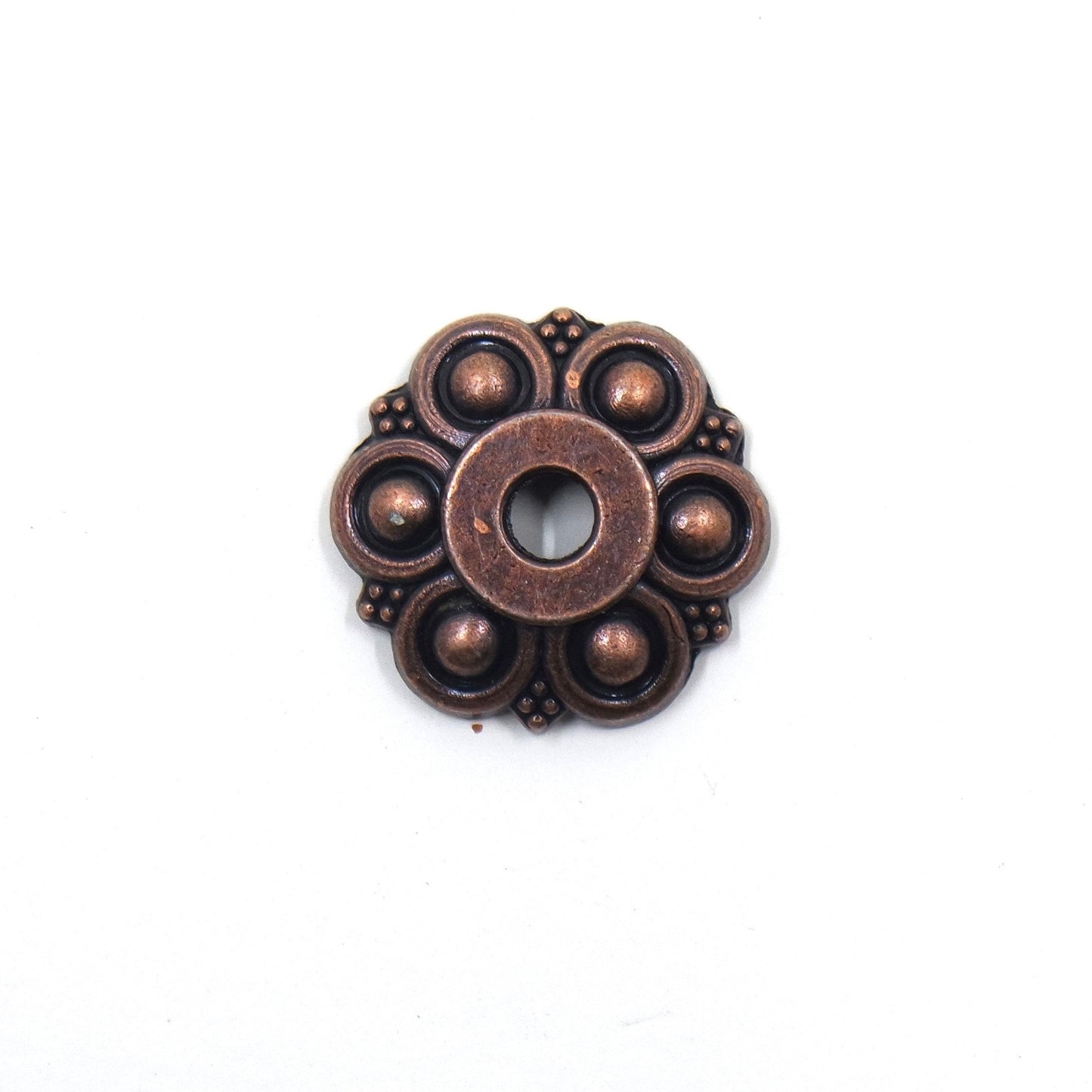 Flower Bead Cap Antique Copper Tone