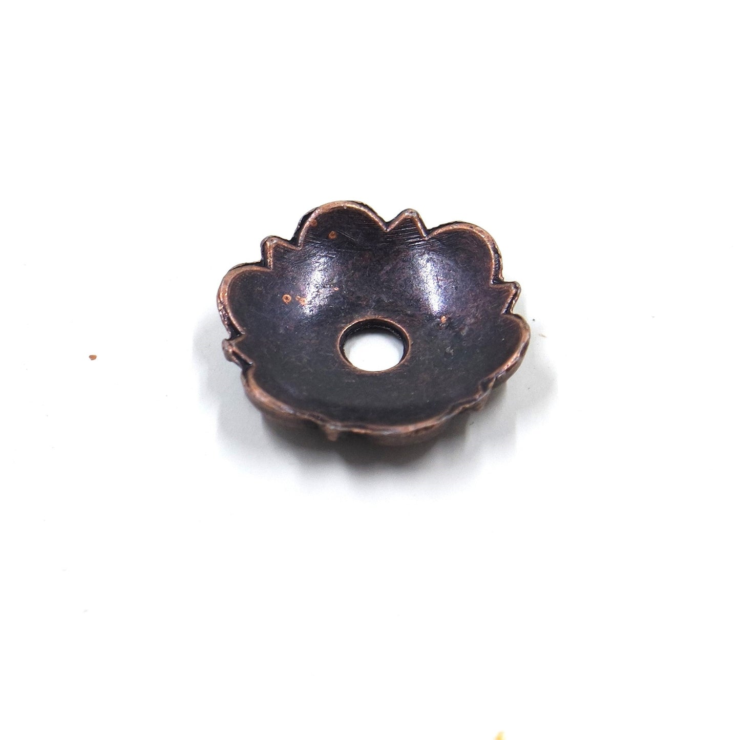 Flower Bead Cap Antique Copper Tone
