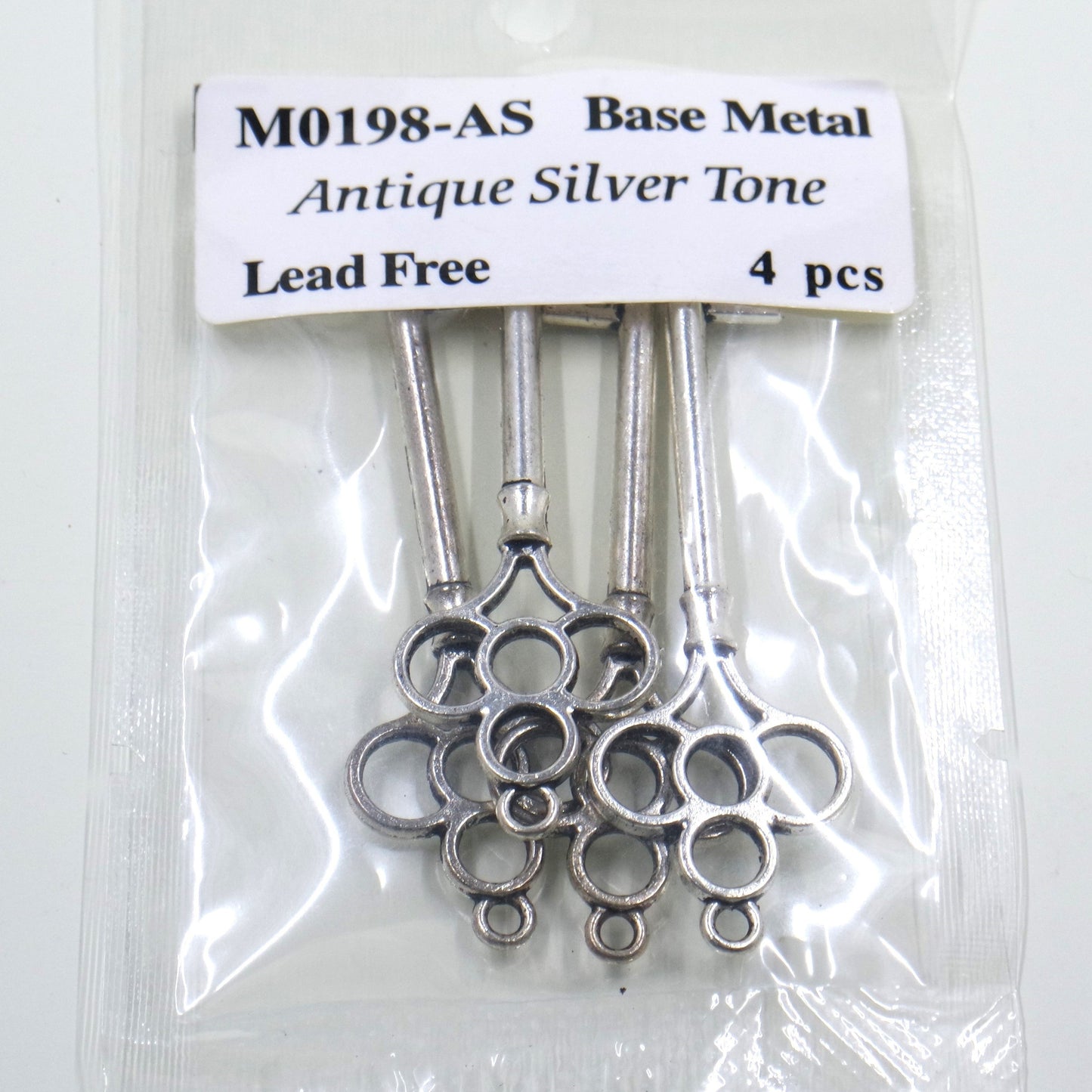 Key Charm Pendant Antique Silver Tone