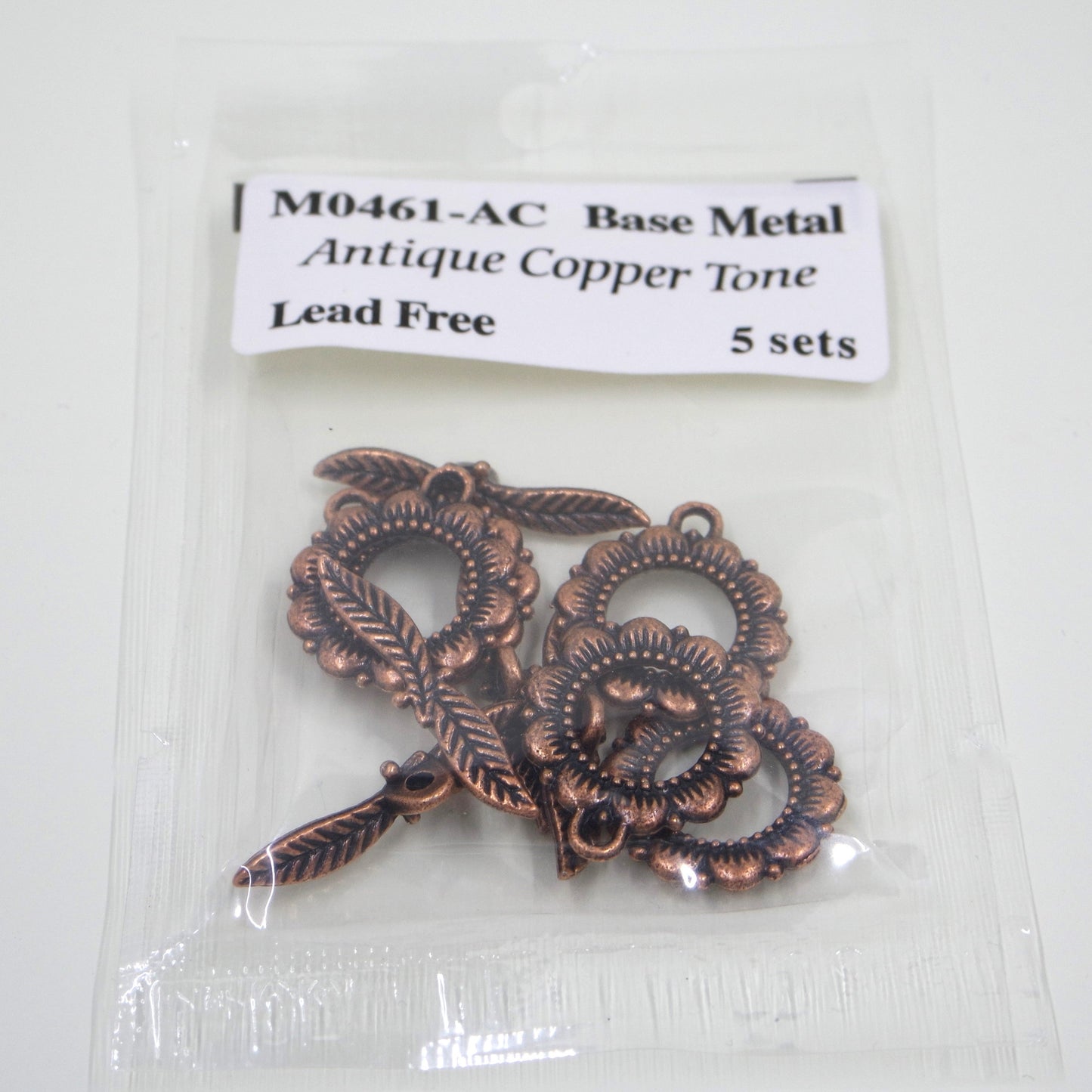 Flower and Leaf Toggle Clasp Antique Copper Tone