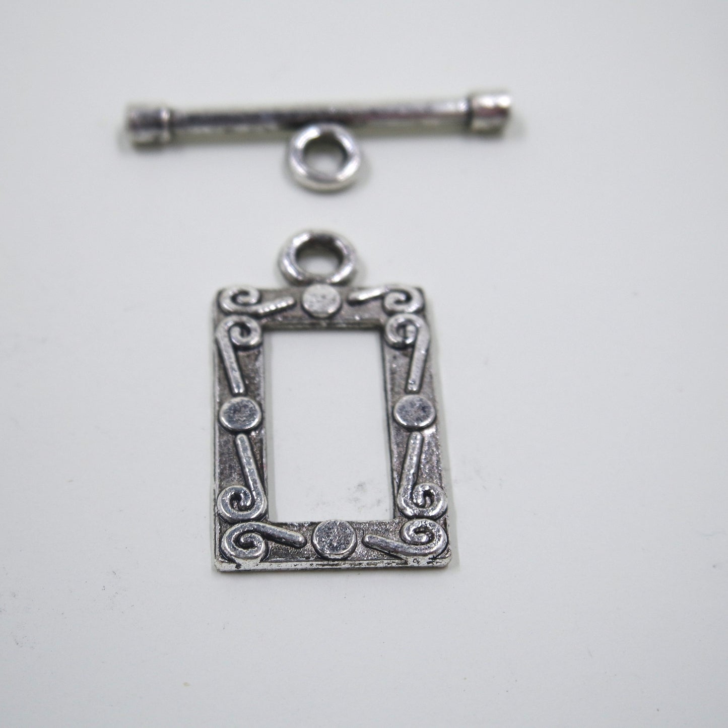 Rectangle Frame Clasp Antique Silver Tone