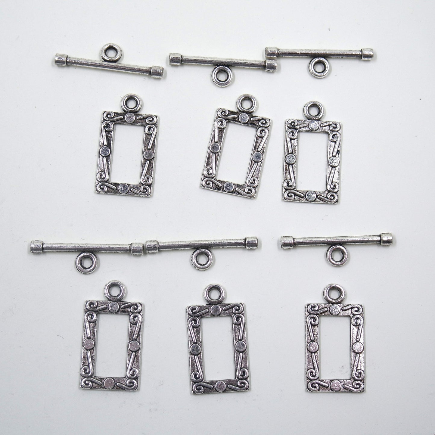 Rectangle Frame Clasp Antique Silver Tone