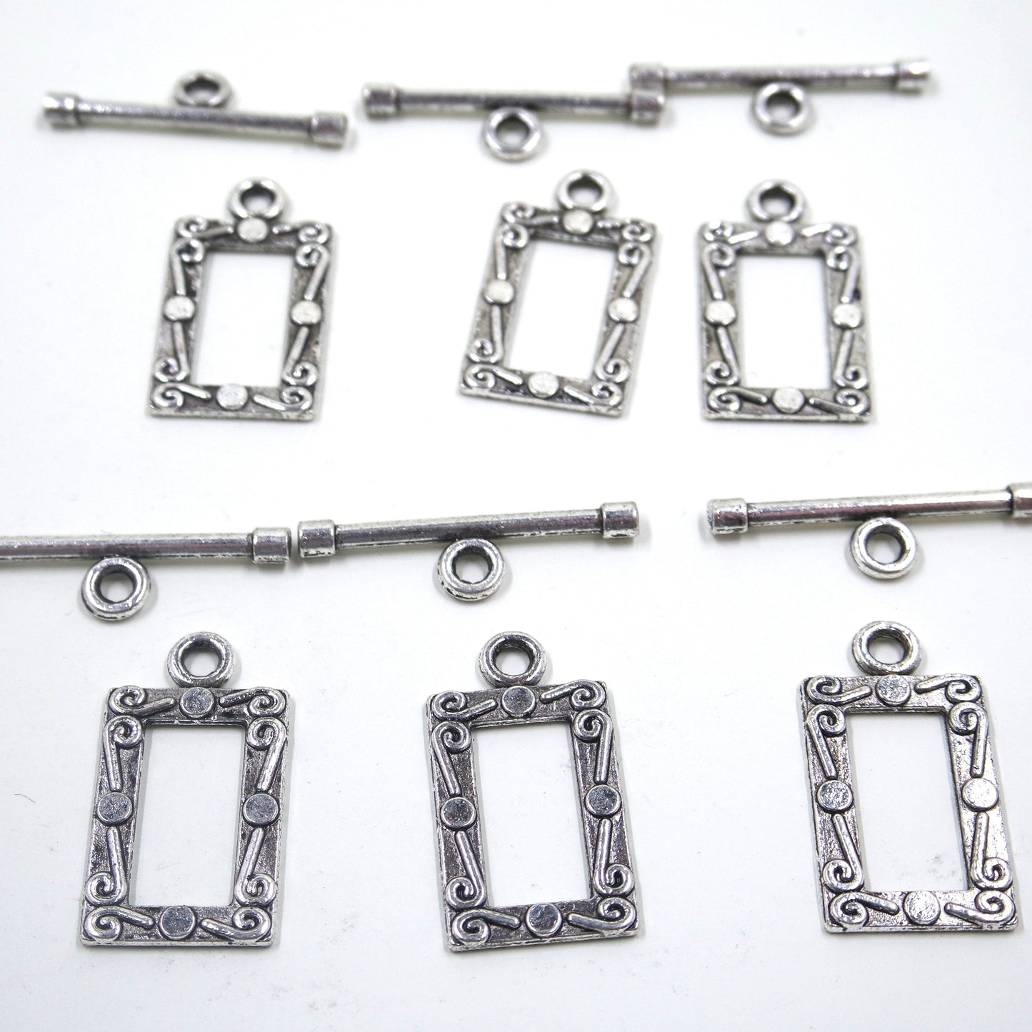Rectangle Frame Clasp Antique Silver Tone