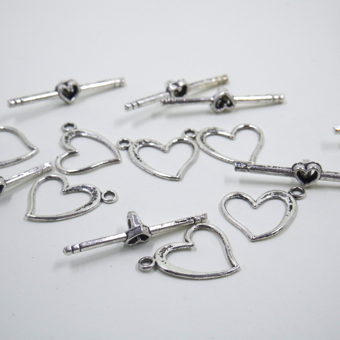 Heart Toggle Clasp Antique Silver Tone