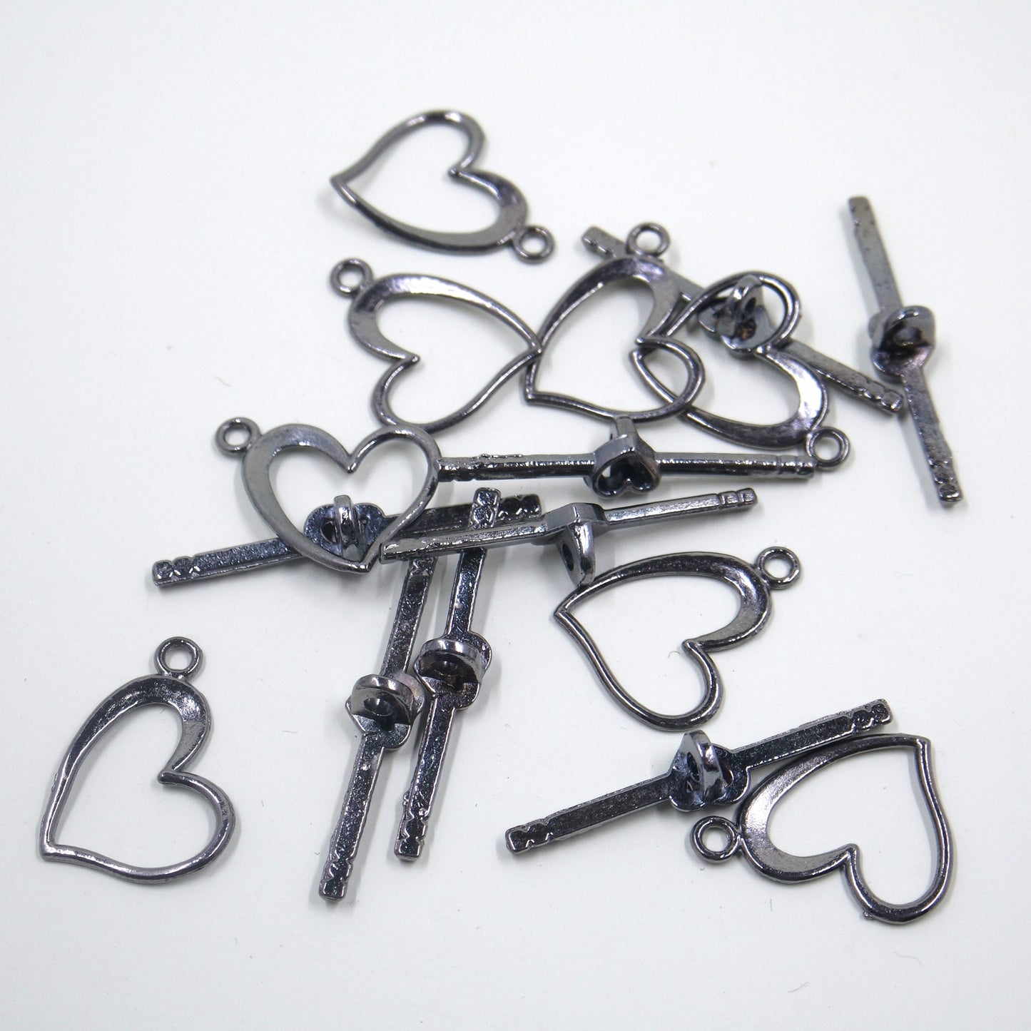 Heart Toggle Clasp Gunmetal Tone