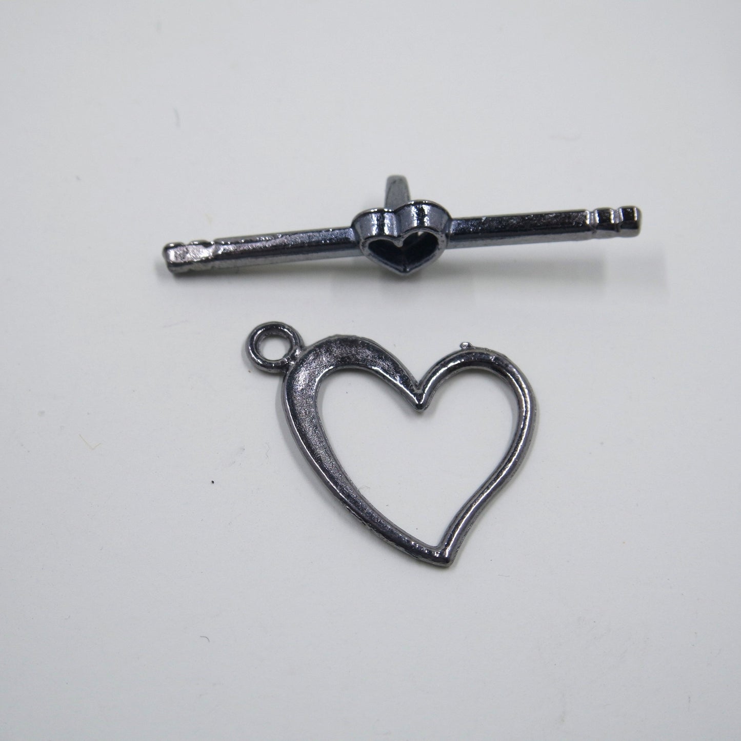 Heart Toggle Clasp Gunmetal Tone