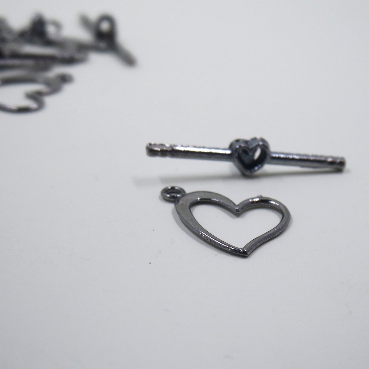 Heart Toggle Clasp Gunmetal Tone