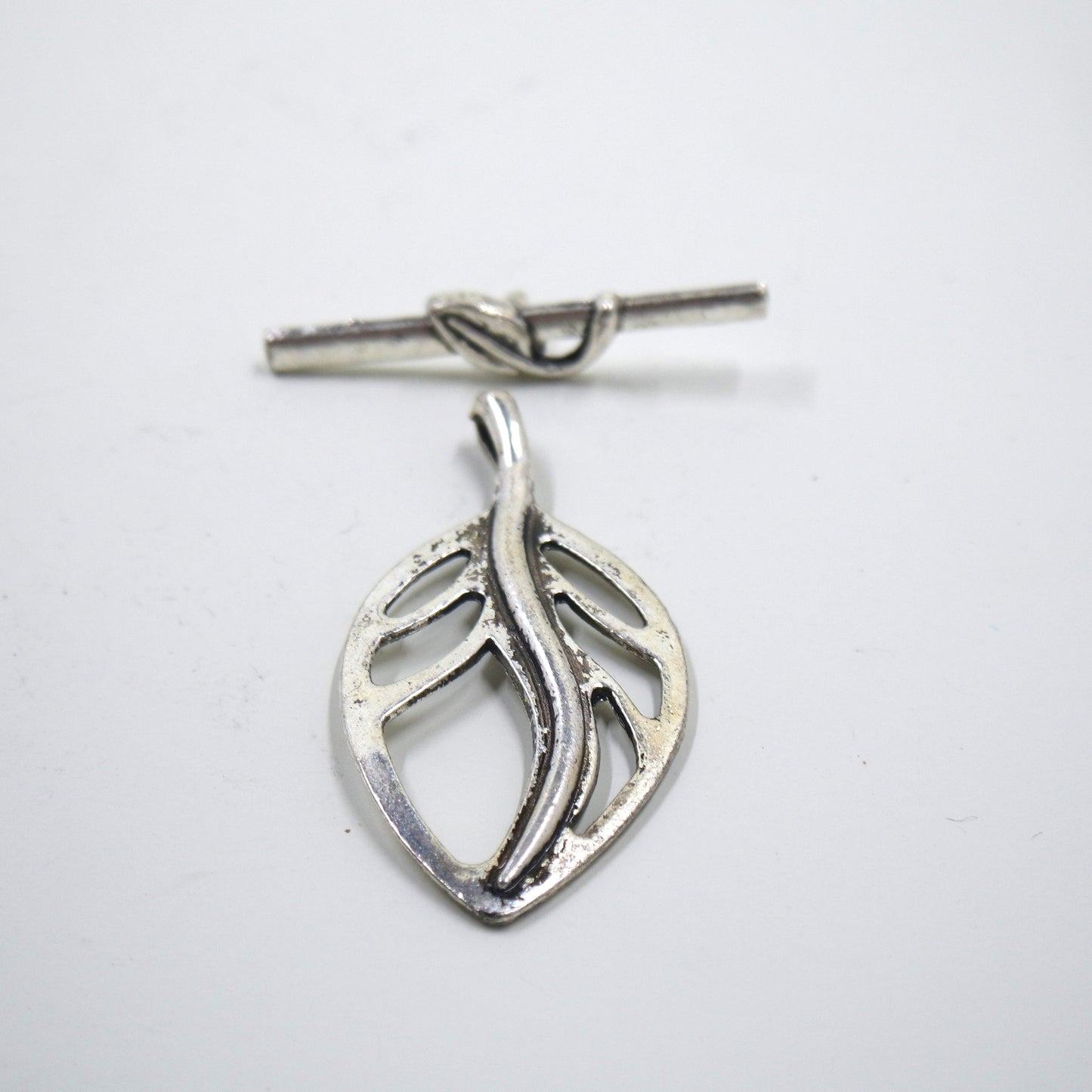 Leaf Toggle Clasp Antique Silver