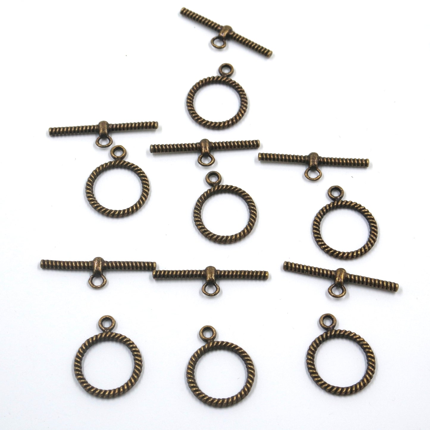 Rope Circle Toggle Clasp Antique Brass Tone