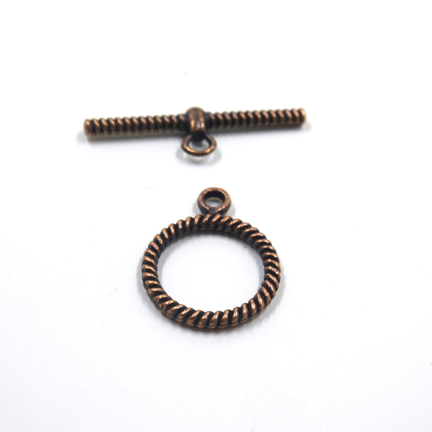 Rope Circle Toggle Clasp Antique Copper Tone