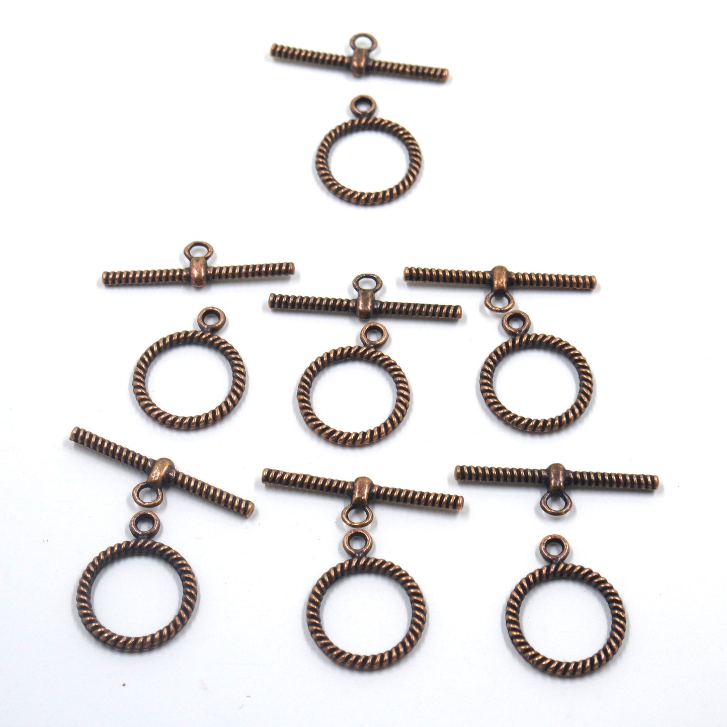 Rope Circle Toggle Clasp Antique Copper Tone