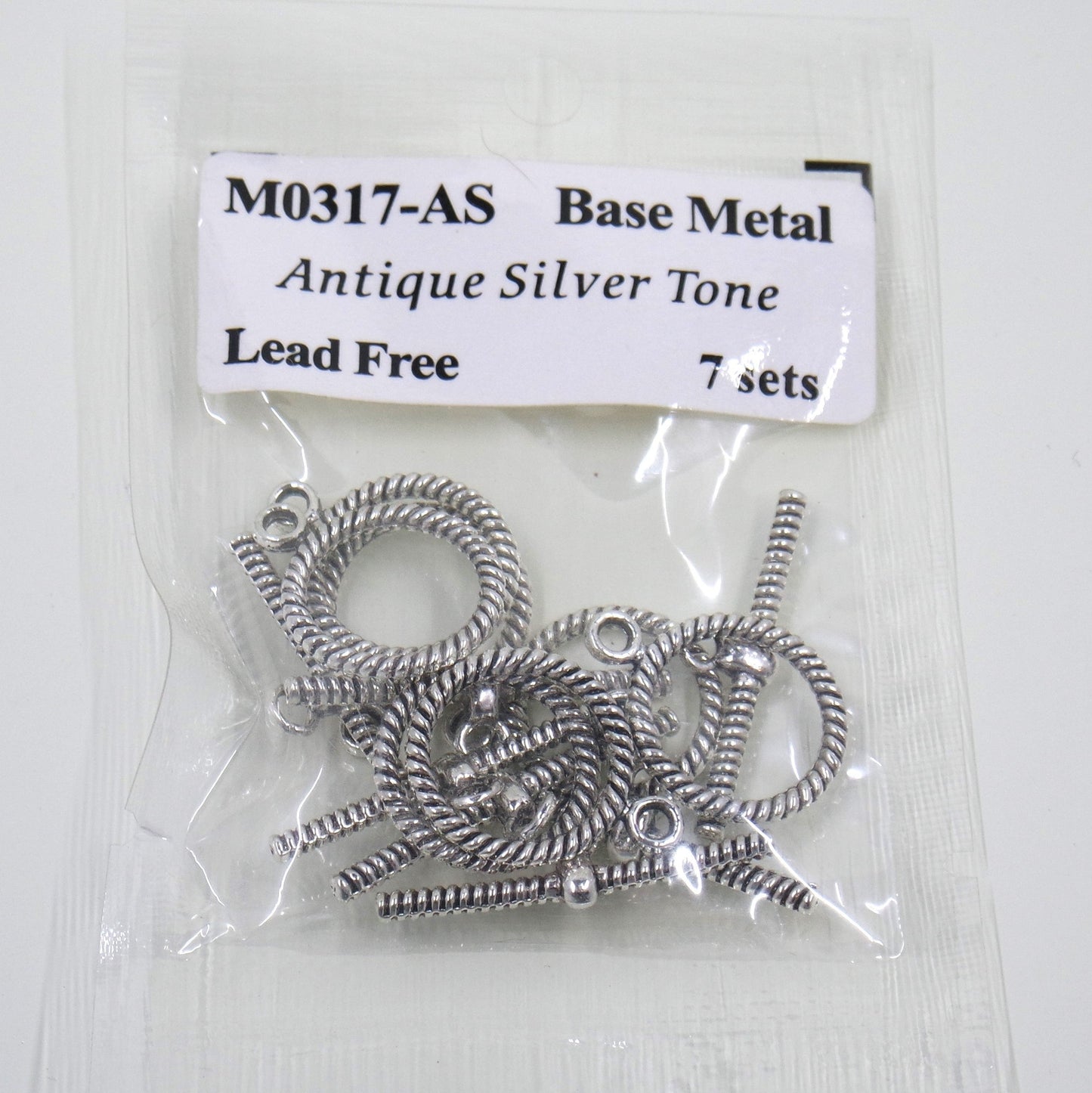 Rope Circle Toggle Clasp Antique Silver Tone