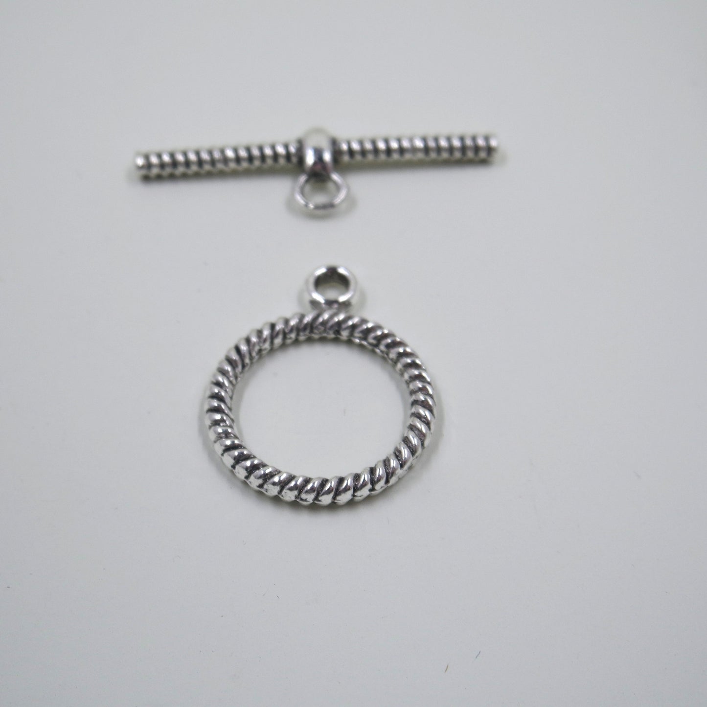 Rope Circle Toggle Clasp Antique Silver Tone